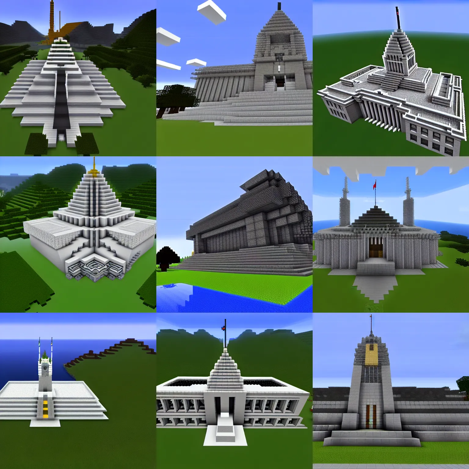 Prompt: a recreation of the new zealand parliament building in minecraft.