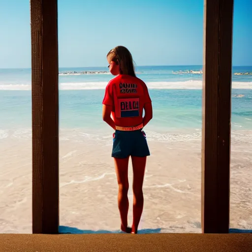 Prompt: beach lifeguard girl standing, cinematic, photo, 8k, highly detailed