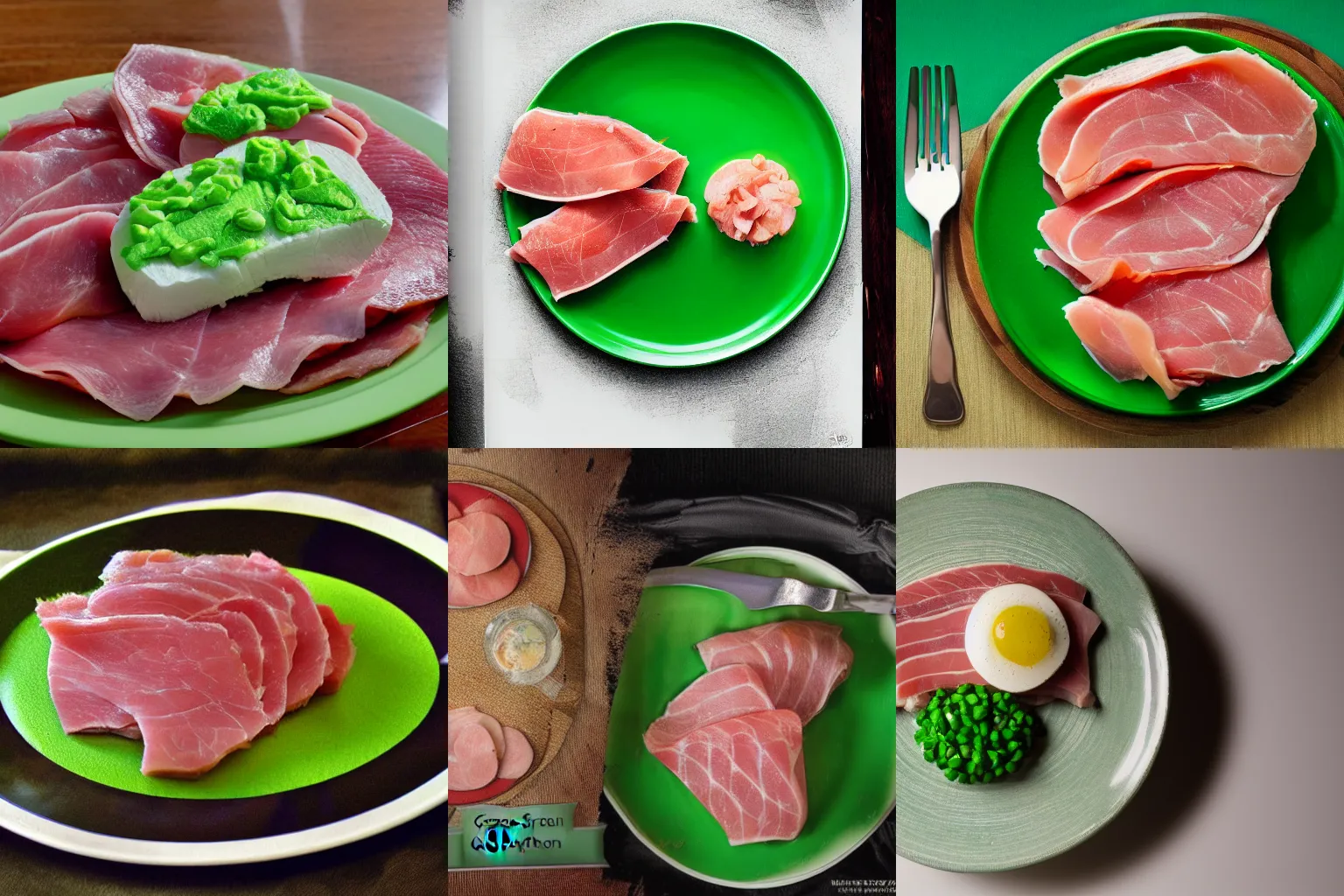 Prompt: green eggs and ham. Highly detailed. Award winning photography.