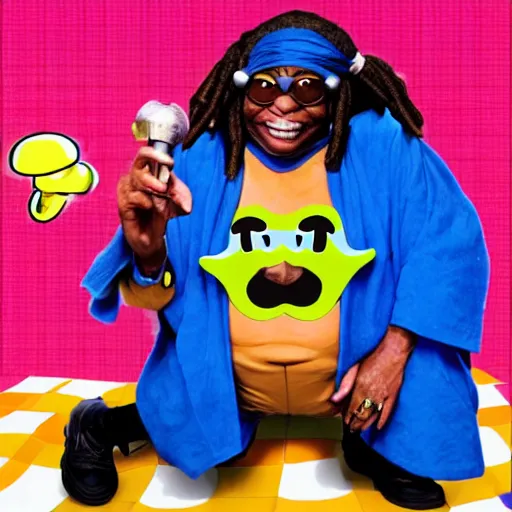 Image similar to whoopi goldberg as wario in real life