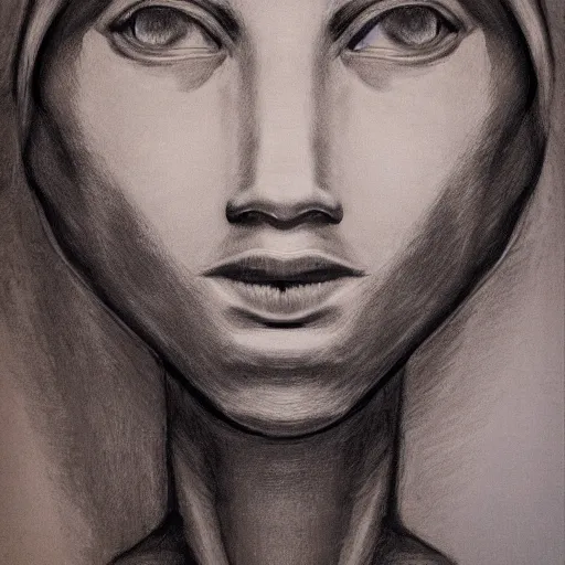 Prompt: study of human face, symmetrical, detail rendering, smooth shading, deep contrasts, traditional art