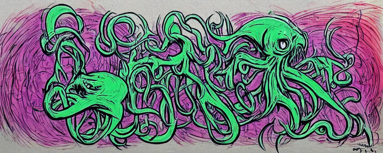 Image similar to metro graphitti, Cthulhu