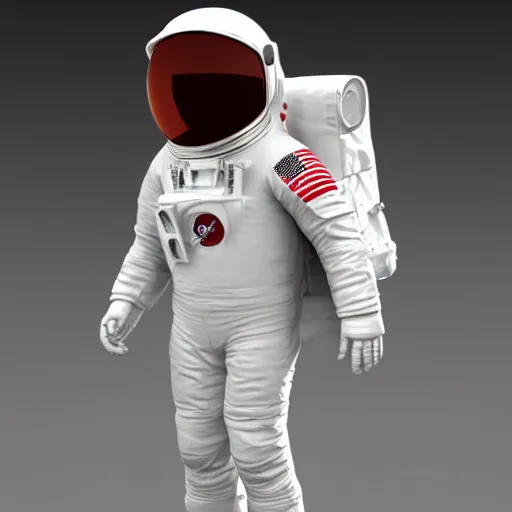 Prompt: short 3 d model of a red astronaut, with a white visor