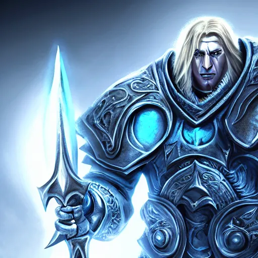 Image similar to Arthas from Warcraft III,artstation,high quality