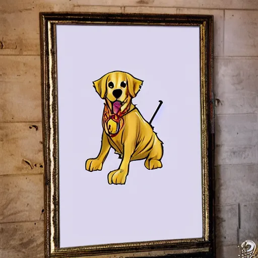 Image similar to a golden retriever ghostbuster, furry fantasy art