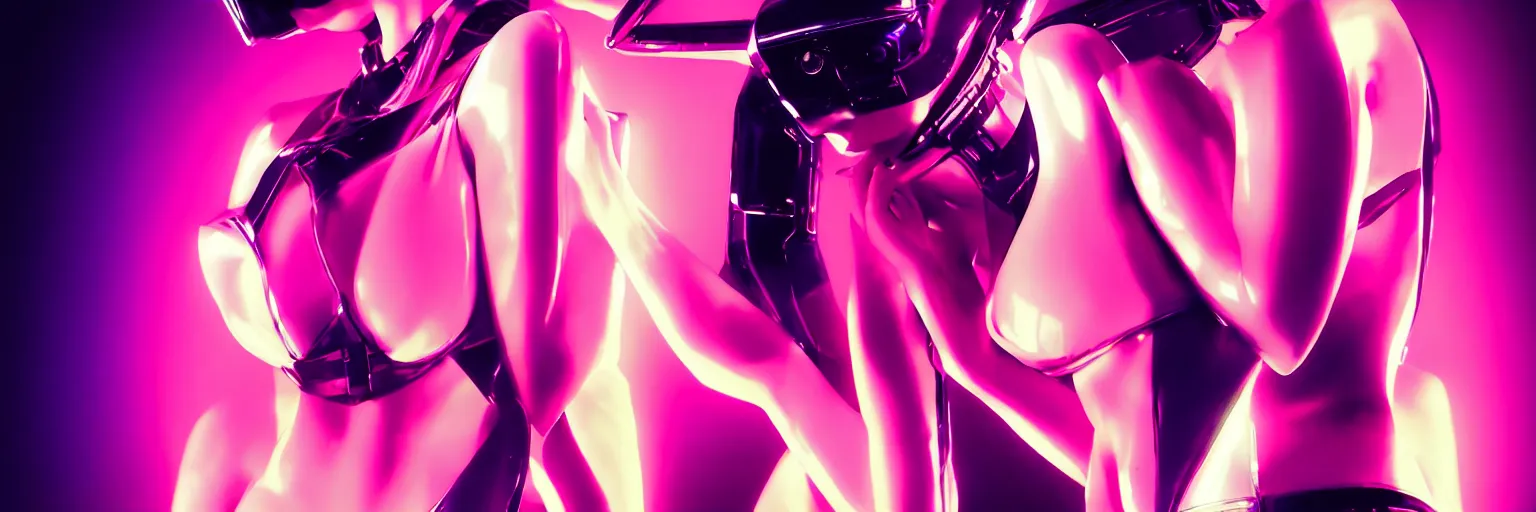 Image similar to 2 0 0 mm lens photography of a few female humanoid cropped tight portrait, cyberpunk high fashion, elegant profile pose, cyber neon lighting, retro futurism, retro futuristic glossy latex bikini, bokeh background, profile posing, hyper photorealistic, crispy quality, digital photography, art by pascal blanche, art by artgerm, art by greg rutkowski,