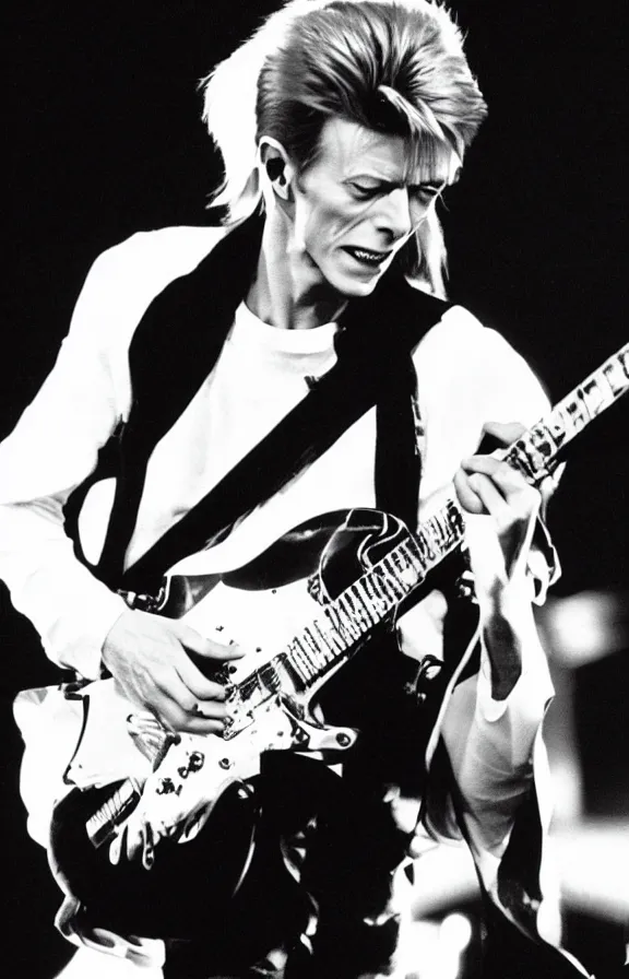 Image similar to David bowie playing a guitar solo in mars