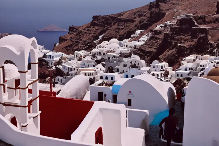 Prompt: Santorini by Wes Anderson, film, shot on 35 mm