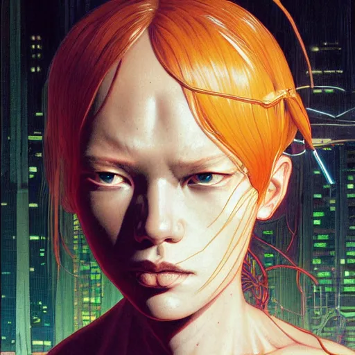 Image similar to citizen portrait soft light painted by james jean and katsuhiro otomo and erik jones, inspired by the fifth element, smooth face feature, intricate oil painting, high detail illustration, sharp high detail, manga and anime 1 9 9 9