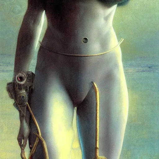 Image similar to masterpiece full body portrait of Ripley with a perfect body on Dune, by Edgar Maxence and Ross Tran and Michael Whelan and Gustav Klimpt