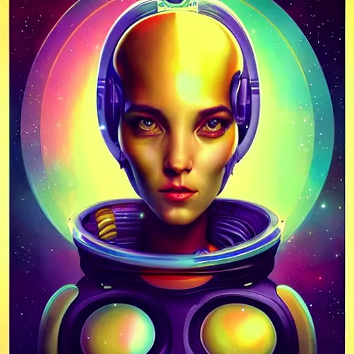 Image similar to Space BioPunk pretty female alien portrait, Pixar style, by Tristan Eaton Stanley Artgerm and Tom Bagshaw.