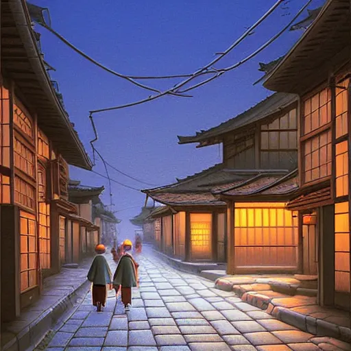 Image similar to walking the streets of old kyoto by evgeny lushpin