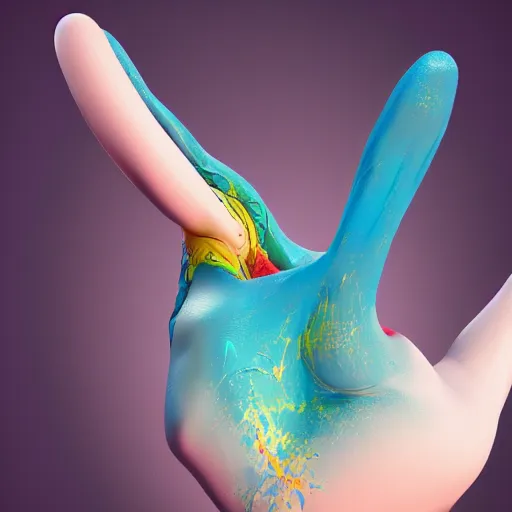 Image similar to anatomically correct open human hand as a 3D object, a computer rendering by Alberto Seveso, behance, generative art, rendered in cinema4d, octane render, photoillustration