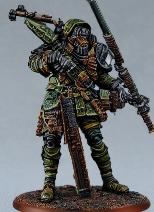 Image similar to 8 0 mm resin detailed miniature of a warhammer 4 0 k viking sniper, product introduction photos, 4 k, full body,