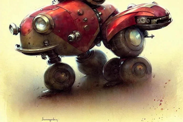 Image similar to adventurer ( ( ( ( ( 1 9 5 0 s retro future robot mouse explorer vehical. muted colors. ) ) ) ) ) by jean baptiste monge!!!!!!!!!!!!!!!!!!!!!!!!! chrome red