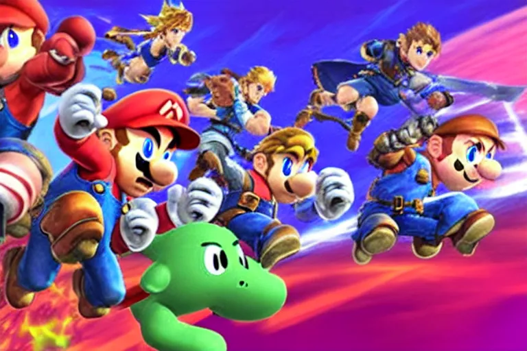 Image similar to photograph of bros playing smash bros