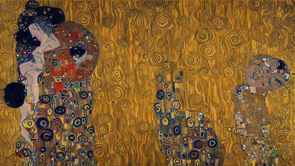 Prompt: abstract art painting, lines, forms, shapes, in style of gustav klimt, 4 k, high resolution details,