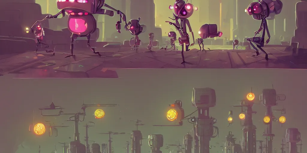 Image similar to invader Zim by Goro Fujita and Simon Stalenhag , 8k, trending on artstation, hyper detailed, cinematic