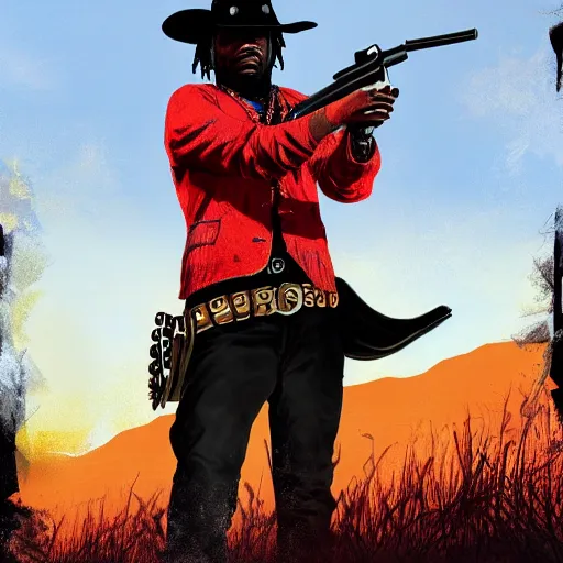 Image similar to Rapper Chief Keef In red dead redemption 2 digital art 4K quality super realistic