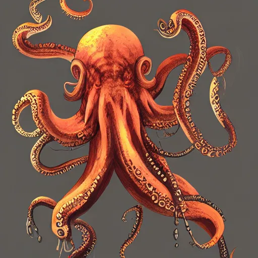 Image similar to octopus barbarian, digital artstation painting 8k intricate dramatic light