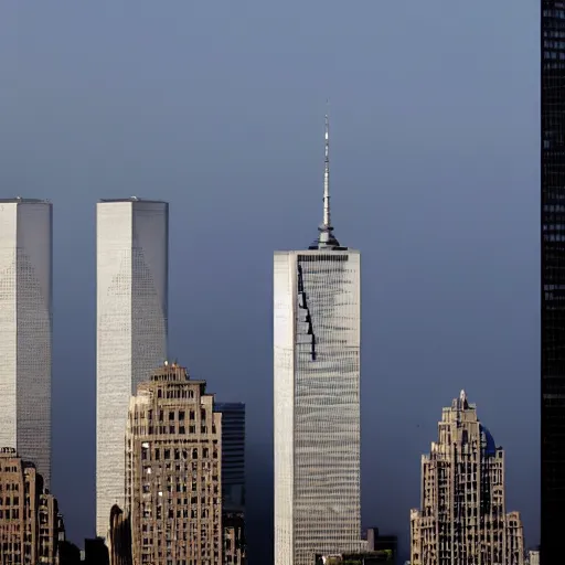 Image similar to exclusive photos of the twin towers falling, hyperrealism, no blur, 4k resolution, ultra detailed, style of CNN, The New York Times, Reuters