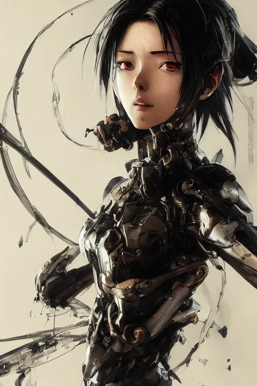 Image similar to Beautiful Gunnm Alita by WLOP, by Tsutomu Nihei by Emil Melmoth, by stuz0r, Craig Mullins, yoji shinkawa, cross, artstation, pete morbacher, young, very attractive, pretty face, hyper detailed, very detailed, artstation, rendering by octane, shallow depth of field, uplight