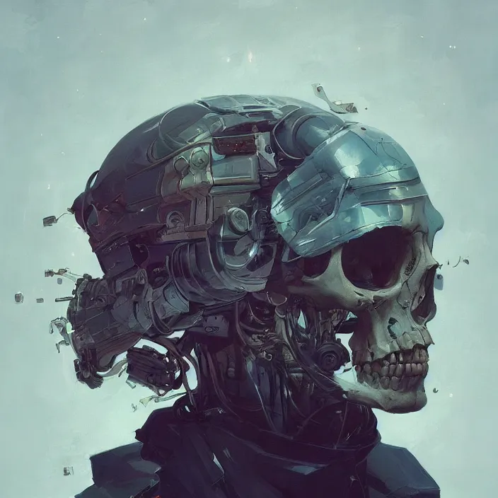 Image similar to a beautiful painting of a cyberpunk skull by sergey kolesov and vania zouravliov and pascal blanche. in style of colorful comic noir illustration, symmetry, sci fi, hyper detailed. octane render. trending on artstation