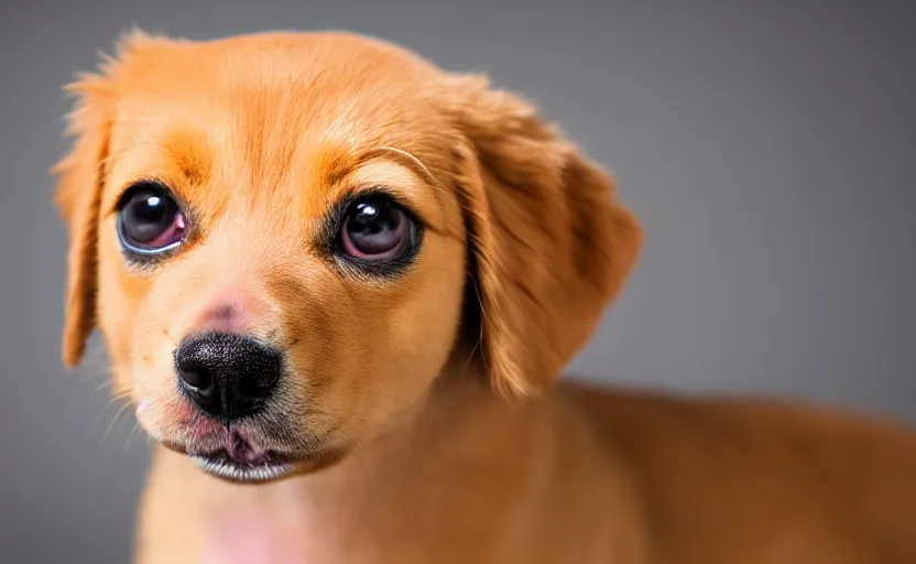 Prompt: studio photography of a sweet puppy dog, detailed face, 8 k