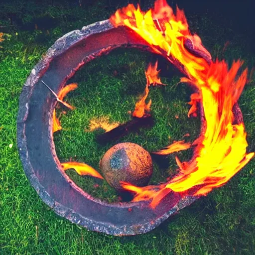 Prompt: magic circle that summons a fire ball