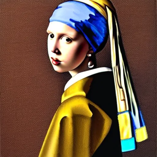 Image similar to Painting of Millie Bobby Brown with the pearl earring by Johannes Vermeer