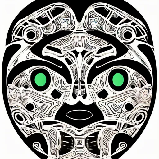 Prompt: A highly stylized digital HD painting of the face of a tattooed robot, intricate patterns on face, profile view-n 6