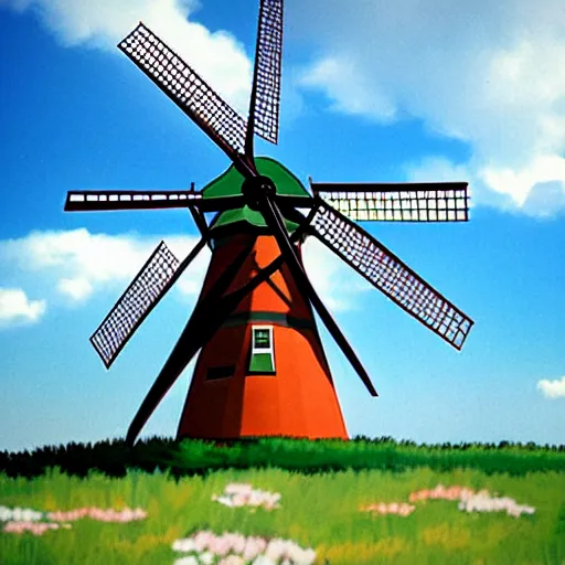 Image similar to gundam as dutch windmill in anime, gundam is windmill shaped, dutch windmill gundam