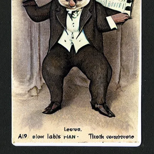 Image similar to a 1 9 1 0 s postcard showing a famous rabbit dressed as beethoven