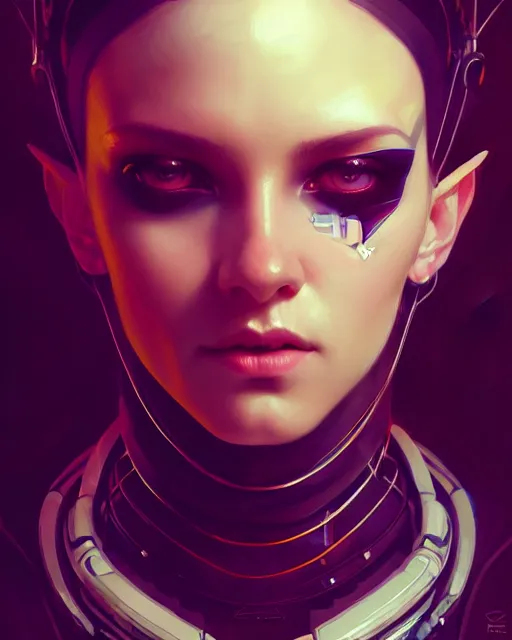 Image similar to beautiful female punk, portrait, cyberpunk, symmetry, detailed, cybernetic, intricate, dynamic lighting, digital art, digital painting, artstation, wlop, sharp focus, illustration, art by artgerm and greg rutkowski and alphonse mucha, 8 k