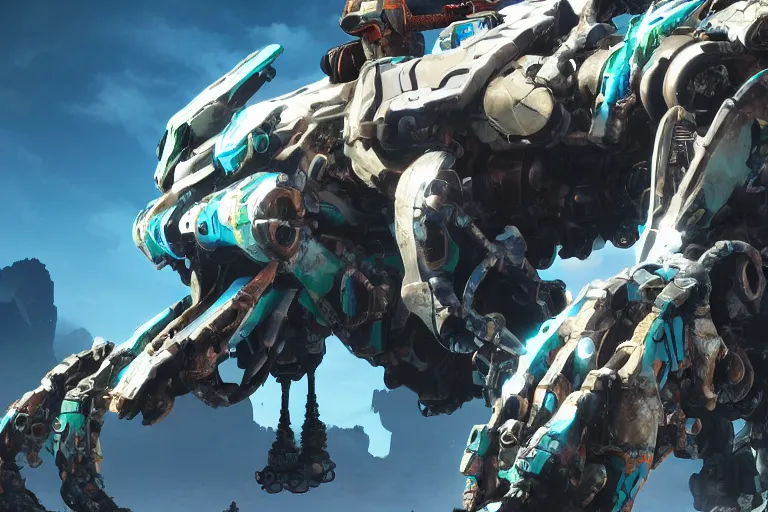 Image similar to shell - walker machine mecha animal beast robot of horizon forbidden west horizon zero dawn bioluminiscence global illumination ray tracing hdr fanart arstation by sung choi and eric pfeiffer and gabriel garza and casper konefal