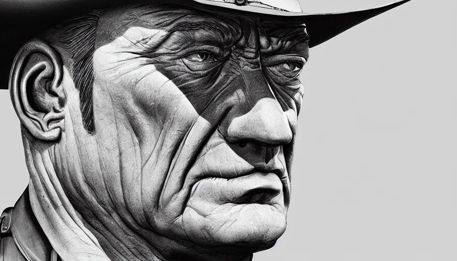Image similar to Bust of John Wayne, hyperdetailed, artstation, cgsociety, 8k