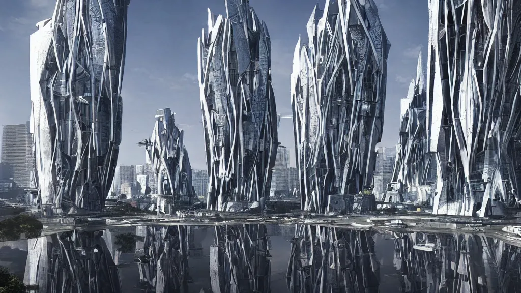 Prompt: Beautiful City, futuristic brutalism