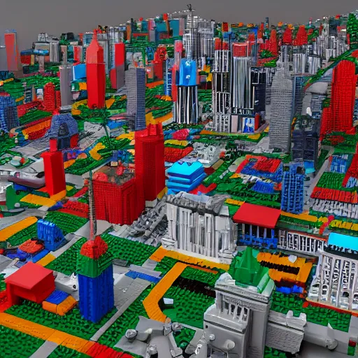 Image similar to life sized city made of lego, trending on artstation