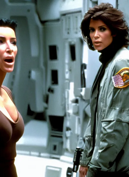 Image similar to film still of kim kardashian as Ellen Ripley in Alien,