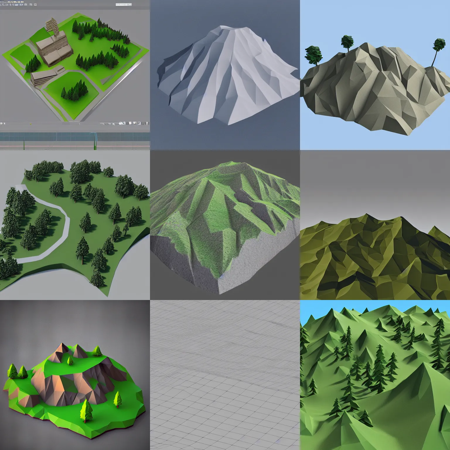 Prompt: low poly 3d model of landscape
