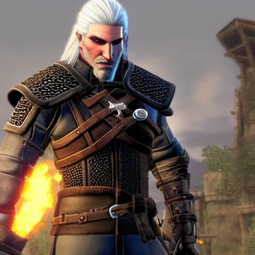 Prompt: screenshot from geralt of rivia in super smash bros