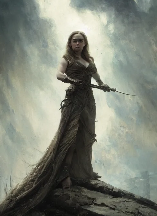 Image similar to emilia clarke staring seductively, staring seductively, detailed by gaston bussiere, bayard wu, greg rutkowski, giger, maxim verehin, greg rutkowski, masterpiece, sharp focus, cinematic lightning