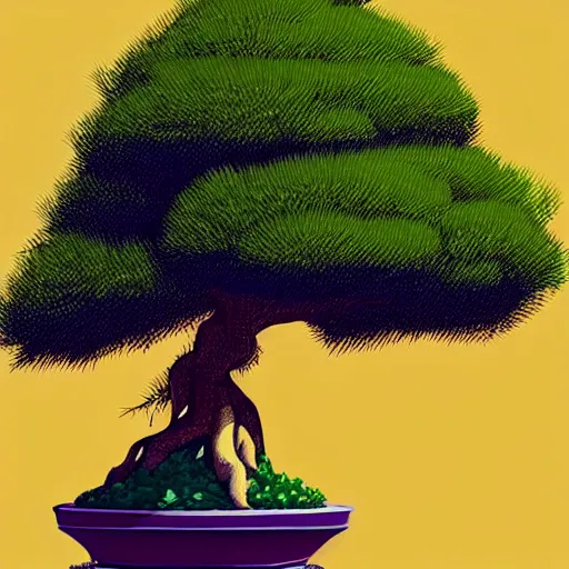 Prompt: bonsai spruce!! tree but minimalistic concept art by frank stella gilleard james whalen tom, colorful, soft light, trending on artstation, minimalism