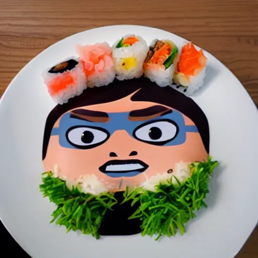 Image similar to jack black made of sushi