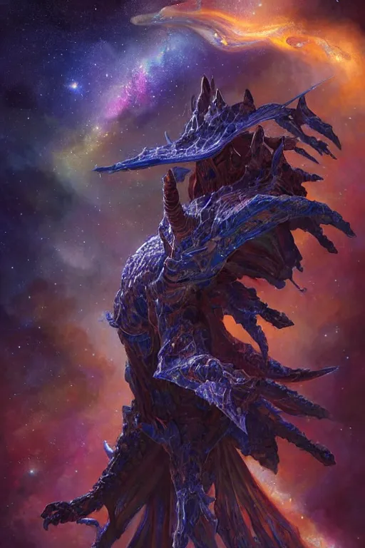 Prompt: beautiful oil painting with high detail of a wise Space ent made of stars and plasma, hybrid from dungeons and dragons and art direction by James Cameron ;by artgerm; wayne reynolds art station; cinematic quality character render; low angle; ultra high quality model; production quality cinema model; glowing Milky Way background