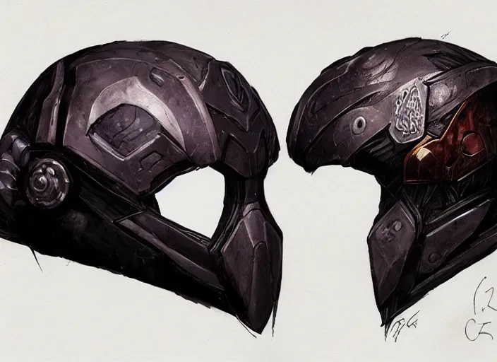 Image similar to portrait of raven themed helmet. concept art contest winner by bungie and greg rutkowski ( 2 0 0 7 ).