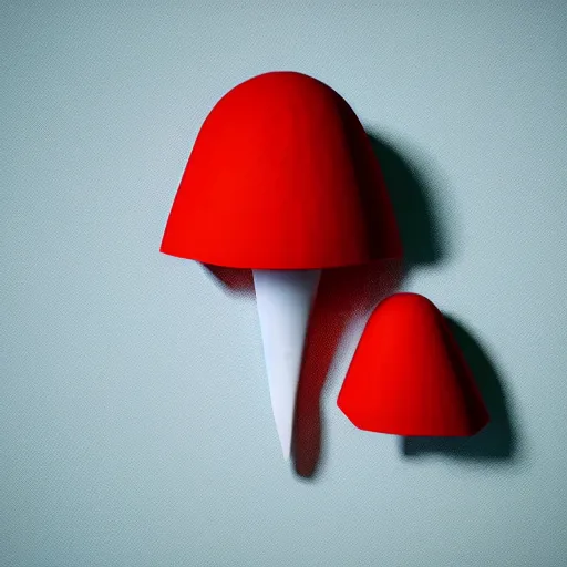 Image similar to Matte 3d low poly icon of a red mushroom, lat lighting, isometric perspective on pure white background, soft shadows, 3d render,