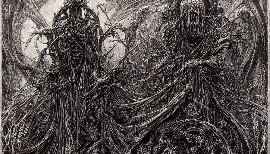 Image similar to Scorn themed drawing of unholy darkness black metal logo concept, intricate artwork by H.R. Giger, Johnatan Wayshak, Zdizslaw Beksinski, Ayami Kojima, Amano, Karol Bak, Moebius, and Mark Brooks, Neo-Gothic, gothic, rich deep colors, art by Takato Yamamoto, masterpiece, face by Artgerm, very coherent artwork, cinematic, hyper realism, high detail, octane render, unreal engine, 8k, High contrast, golden ratio, trending on cgsociety