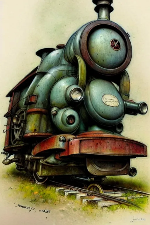 Prompt: (((((1950s train engine . muted colors.))))) by Jean-Baptiste Monge !!!!!!!!!!!!!!!!!!!!!!!!!!!