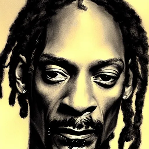 Image similar to a portrait of snoop dogg drawn by jeremy mann